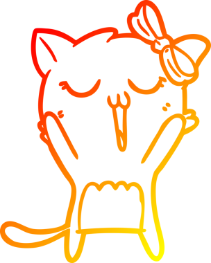 Bir insan tarafından çizilmiş çizgi film kedisinin sıcak çizgi çizimi