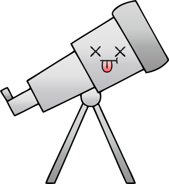 Bir insan tarafından çizilmiş bir teleskobun gölgelenmiş karikatürü