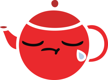 Bir insan tarafından çizilmiş bir çaydanlığın düz renkli retro karikatürü