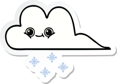 Bir insan tarafından çizilmiş şirin bir kar bulutunun çıkartması.