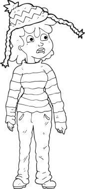 Bir insan tarafından çizilmiş siyah beyaz bir karikatür.