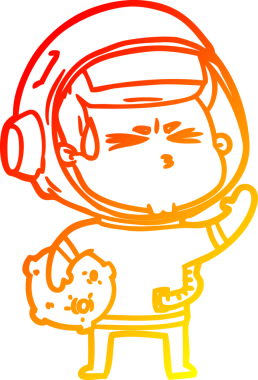 Bir çizgi film karakteri, bir insan tarafından çizilmiş astronot çizimi.