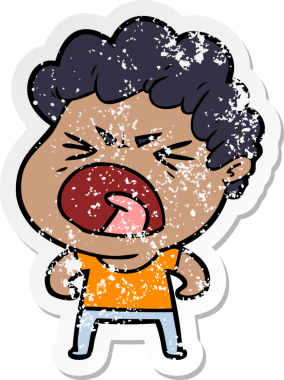 Bir insan tarafından çizilmiş öfkeli bir adamın sıkıntılı çıkartması.