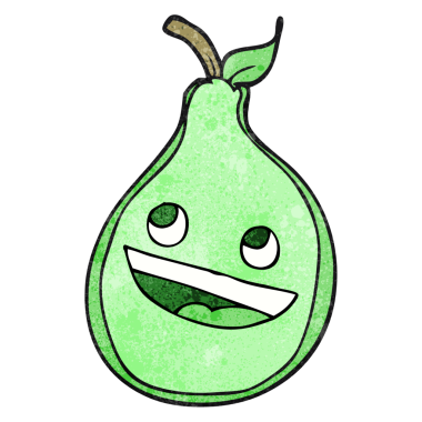 Bir insan tarafından çizilmiş el yazması karikatür armudu.