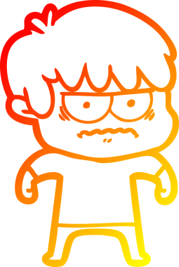 Bir insan tarafından çizilmiş kızgın çizgi film çocuğunun sıcak çizgi çizimi.