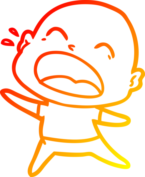 Bir insan tarafından çizilmiş kel adam diye bağıran çizgi film çizimi.