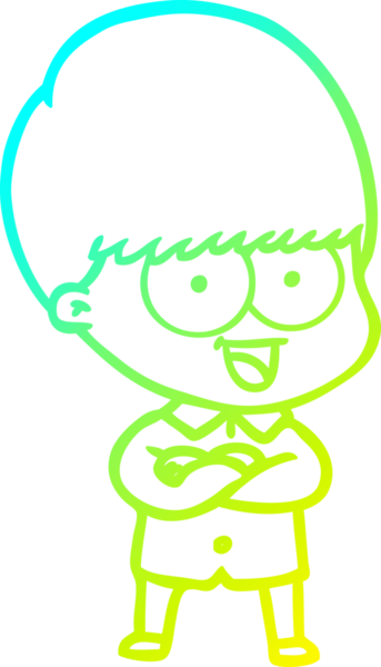 Bir insan tarafından çizilmiş mutlu çizgi film çocuğu çizimi.