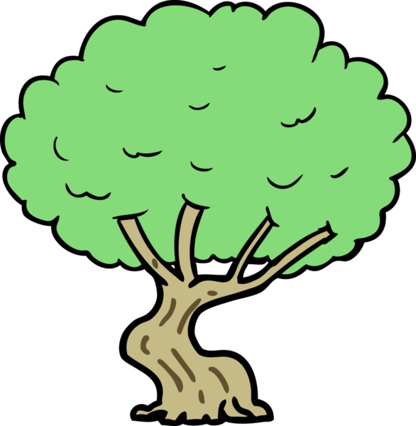 Bir insan tarafından çizilmiş çizgi film ağacı.