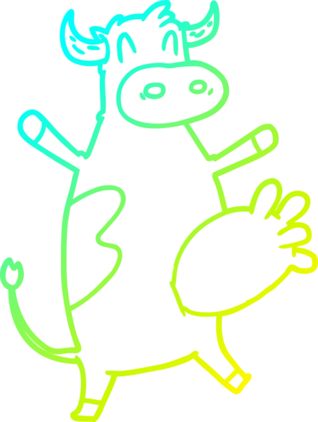 Bir insan tarafından çizilmiş sallanan bir ineğin soğuk gradyan çizimi.