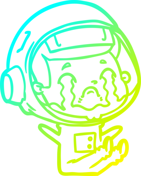 Bir insan tarafından çizilmiş ağlayan astronot çizgi filmi.