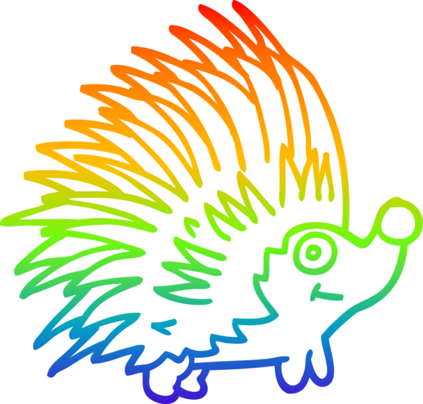 gökkuşağı gradyan çizgi çizimi Bir insan tarafından çizilmiş dikenli kirpi