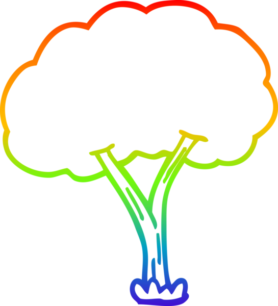 Gökkuşağı gradyan çizgi çizimi Bir insan tarafından çizilen çiçek açan bir ağaç