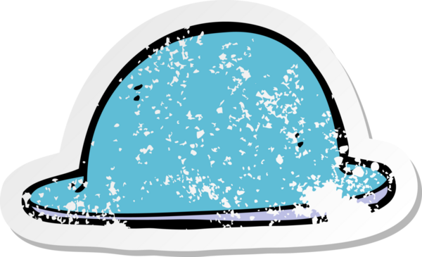 Bir insan tarafından çizilmiş kırmızı melon şapkanın gerilimli çıkartması.