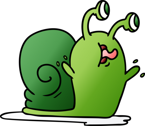 Bir insan tarafından çizilmiş sümüksü bir salyangoz çizimi.