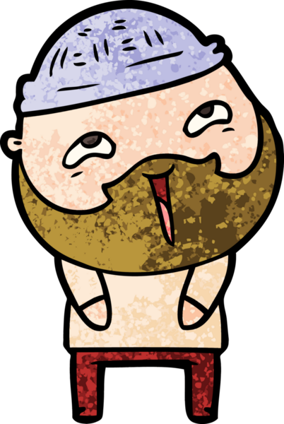 Bir insan tarafından çizilmiş mutlu sakallı bir adam.