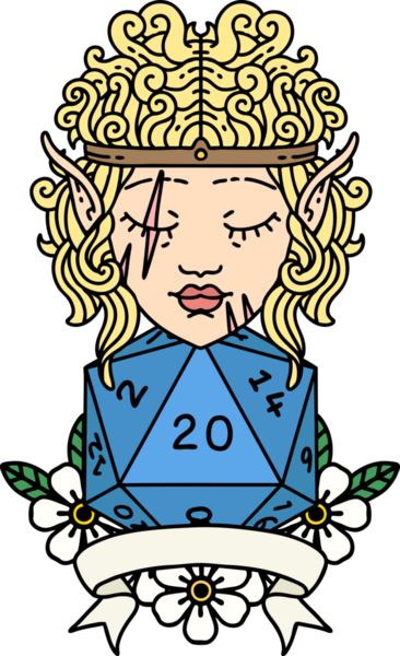 Retro Dövme Tarzı Bir insan tarafından çizilmiş 20 zarlı barbar karakter