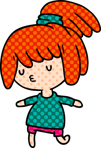 Bir insan tarafından çizilmiş sevimli bir kawai kızının çizgi film çizimi