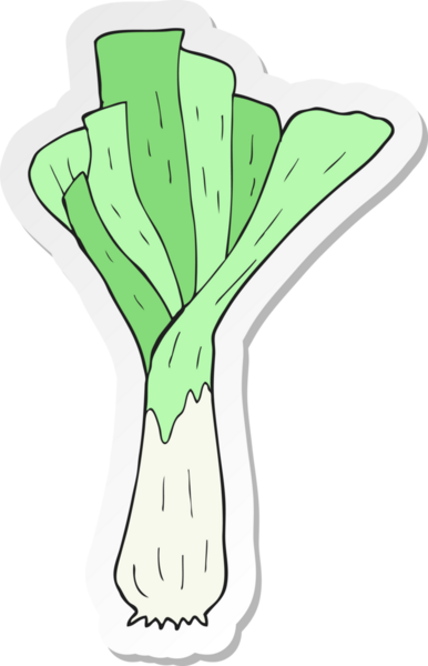 Bir insan tarafından çizilmiş pırasa çizgi film etiketi.