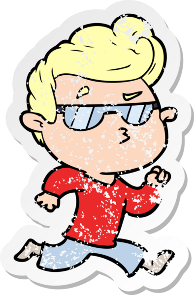 Bir insan tarafından çizilmiş havalı bir adamın sıkıntılı çıkartması.