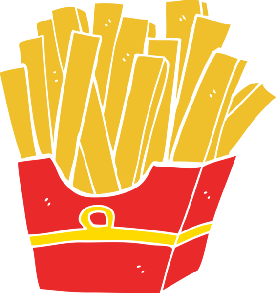 Bir insan tarafından çizilmiş düz renkli çizgi film kızartmaları.