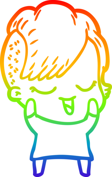 gökkuşağı gradyan çizimi mutlu bir çizgi film kızı bir insan tarafından çizildi