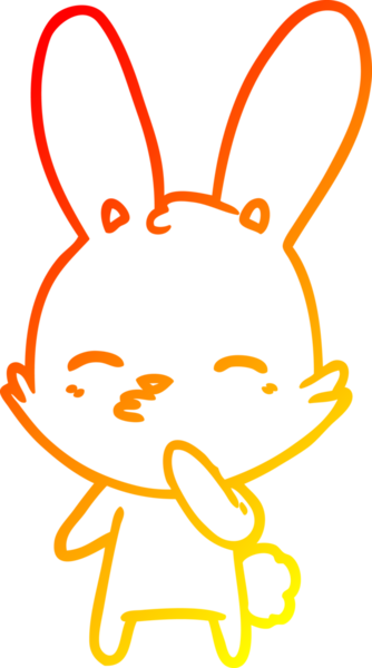 Bir insan tarafından çizilmiş meraklı bir tavşan çizgi filmi.