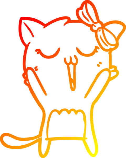 Bir insan tarafından çizilmiş çizgi film kedisinin sıcak çizgi çizimi