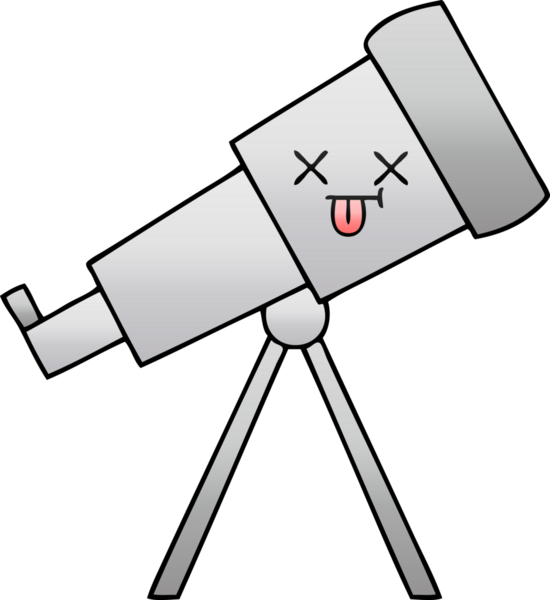 Bir insan tarafından çizilmiş bir teleskobun gölgelenmiş karikatürü