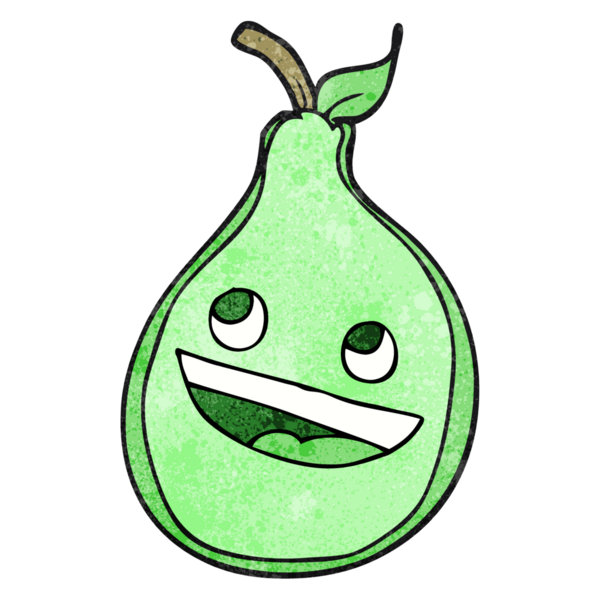 Bir insan tarafından çizilmiş el yazması karikatür armudu.