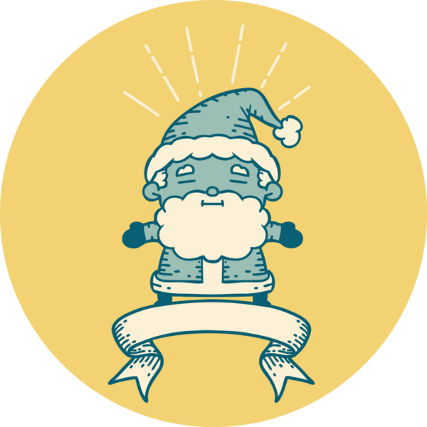 Bir insan tarafından çizilmiş dövme stili Noel Baba karakterinin simgesi