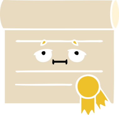 Bir insan tarafından çizilmiş bir sertifikanın düz renk retro karikatürü