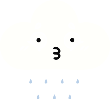 Bir insan tarafından çizilmiş bir yağmur bulutunun düz renkli retro karikatürü