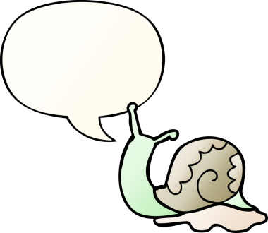 bir insan tarafından çizilmiş, konuşma baloncuklu çizgi film salyangozu.