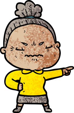 Çizgi film bir insan tarafından çizilmiş yaşlı bir kadın tarafından rahatsız edildi.