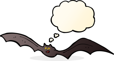 Düşünce baloncuklu bir yarasa insan tarafından çizilmiş.