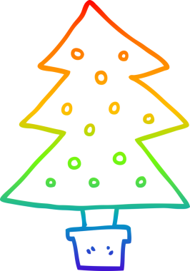 gökkuşağı gradyan çizgisi bir insan tarafından çizilmiş bir karikatür noel ağacı