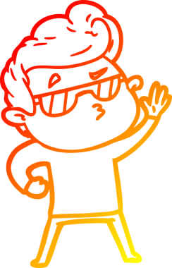 Bir insan tarafından çizilen karikatür karikatürünün sıcak çizgi çizimi.