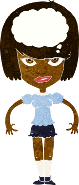 Bir insan tarafından çizilmiş bir fikri olan karikatür kadın.