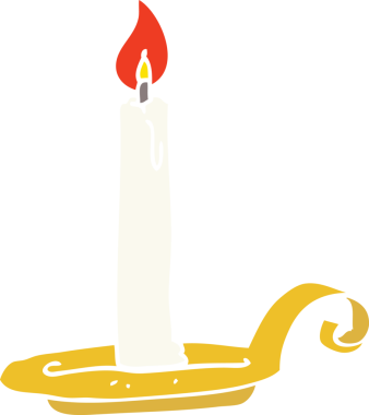 Bir insan tarafından çizilen mum yanışının düz renk çizimi