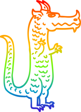 Gökkuşağı gradyan çizgi çizimi Bir insan tarafından çizilmiş sihirli ejderha