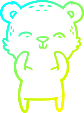 Bir insan tarafından çizilen mutlu çizgi film ayısının soğuk gradyan çizgisi.