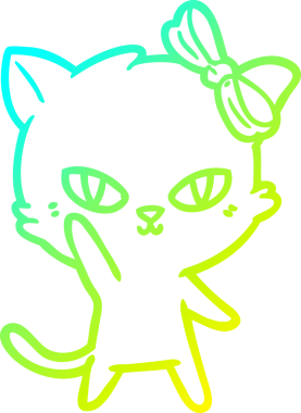 Bir insan tarafından çizilmiş bir çizgi film kedisinin soğuk gradyan çizgisi.