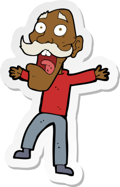 Karikatür çıkartması bir insan tarafından çizilmiş yaşlı bir adamı şok etti.