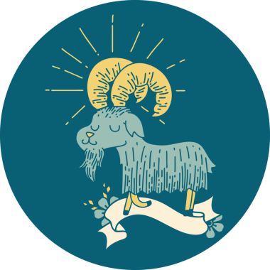 Bir insan tarafından çizilen mutlu keçi dövmesi ikonu