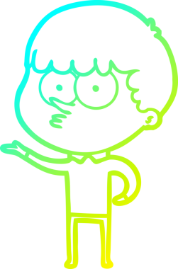 Bir çizgi film karakteri çizen soğuk gradyan bir insan tarafından çizilmiş meraklı çocuk.