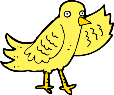 Bir insan tarafından çizilmiş çizgi film kuşları.