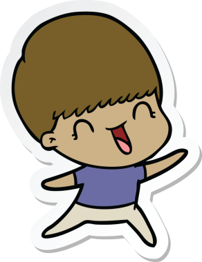 Bir insan tarafından çizilmiş mutlu bir çizgi film çocuğunun çıkartması.