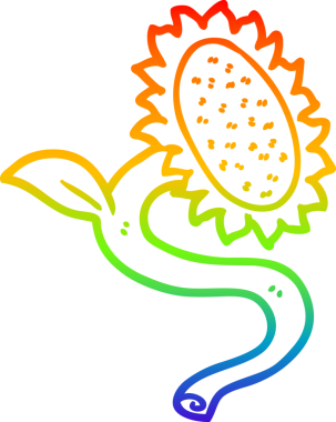 gökkuşağı gradyan çizgi çizimi bir insan tarafından çizilmiş ayçiçeği karikatürü