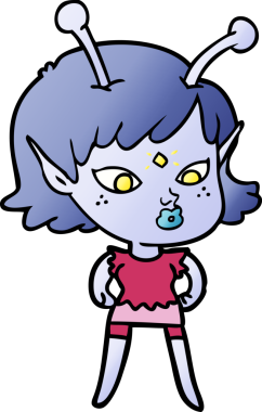 Bir insan tarafından çizilmiş güzel uzaylı kız.