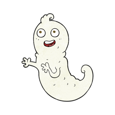 Bir insan tarafından çizilmiş el yapımı karikatür bir hayalet.